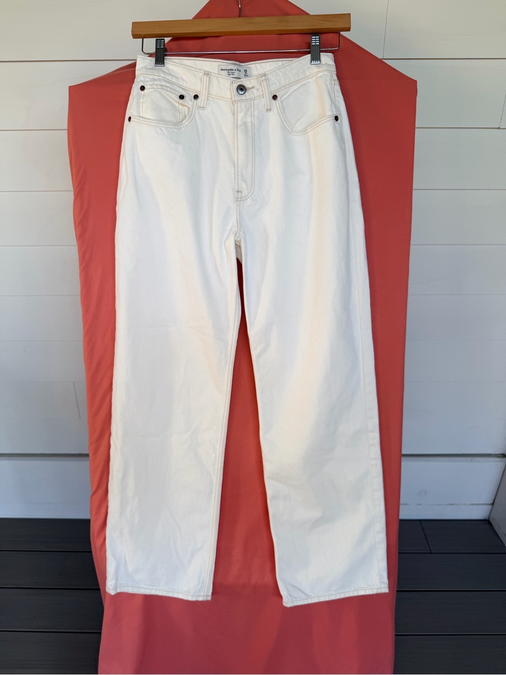 Abercrombie The Loose High Rise White Wide Leg Jeans 28 Long 6R